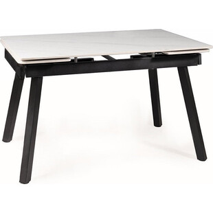 Stół rozkładany ceramiczny John 120-180x85cm biały efekt marmuru / czarny Signal
