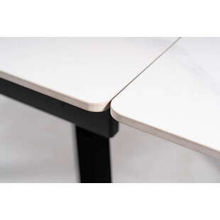 Stół rozkładany ceramiczny John 120x85cm biały efekt marmuru / czarny Signal
