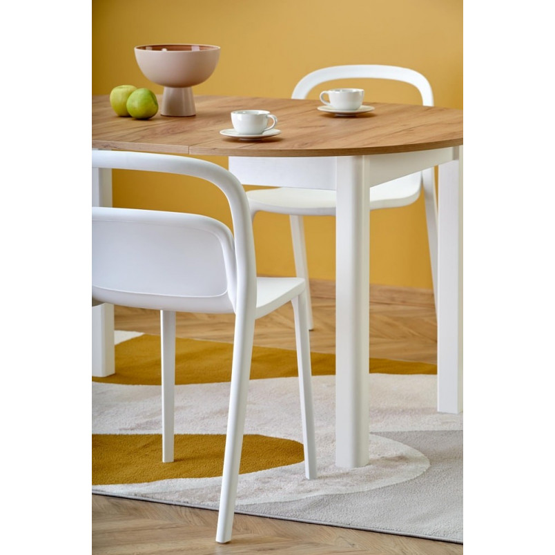 Stół okrągły rozkładany Ringo 102cm dąb craft / biały Halmar