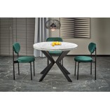 Stół okrągły rozkładany loft Peroni 100cm biały marmur / czarny Halmar