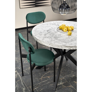 Stół okrągły rozkładany loft Peroni 100cm biały marmur / czarny Halmar