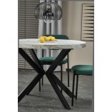 Stół okrągły rozkładany loft Peroni 100cm biały marmur / czarny Halmar