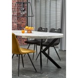 Stół okrągły rozkładany loft Peroni 100cm biały marmur / czarny Halmar