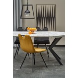 Stół okrągły rozkładany loft Peroni 100cm biały marmur / czarny Halmar