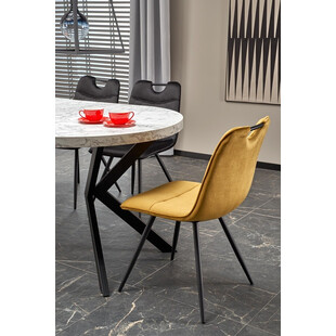 Stół okrągły rozkładany loft Peroni 100cm biały marmur / czarny Halmar