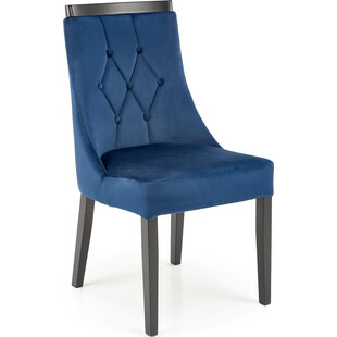Krzesło welurowe na drewnianych nogach Royal granatowy / czarny Halmar