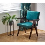 Krzesło drewniane vintage Memory Velvet ciemny zielony / heban Halmar