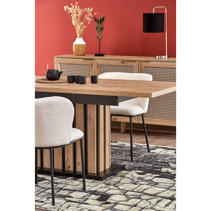 Stół rozkładany na jednej nodze Lamello 130-180x80cm dąb artisan / czarny Halmar