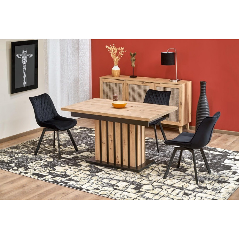 Stół rozkładany na jednej nodze Lamello 130-180x80cm dąb artisan / czarny Halmar
