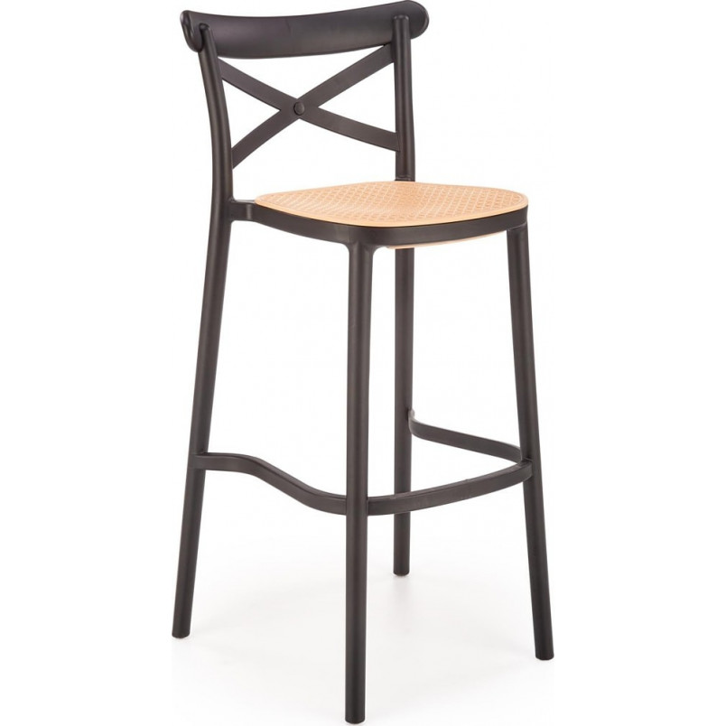 Krzesło barowe boho H111 75cm czarny / brązowy Halmar