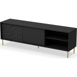 Szafka rtv na nóżkach Bullet 180x41cm czarny / złoty Halmar