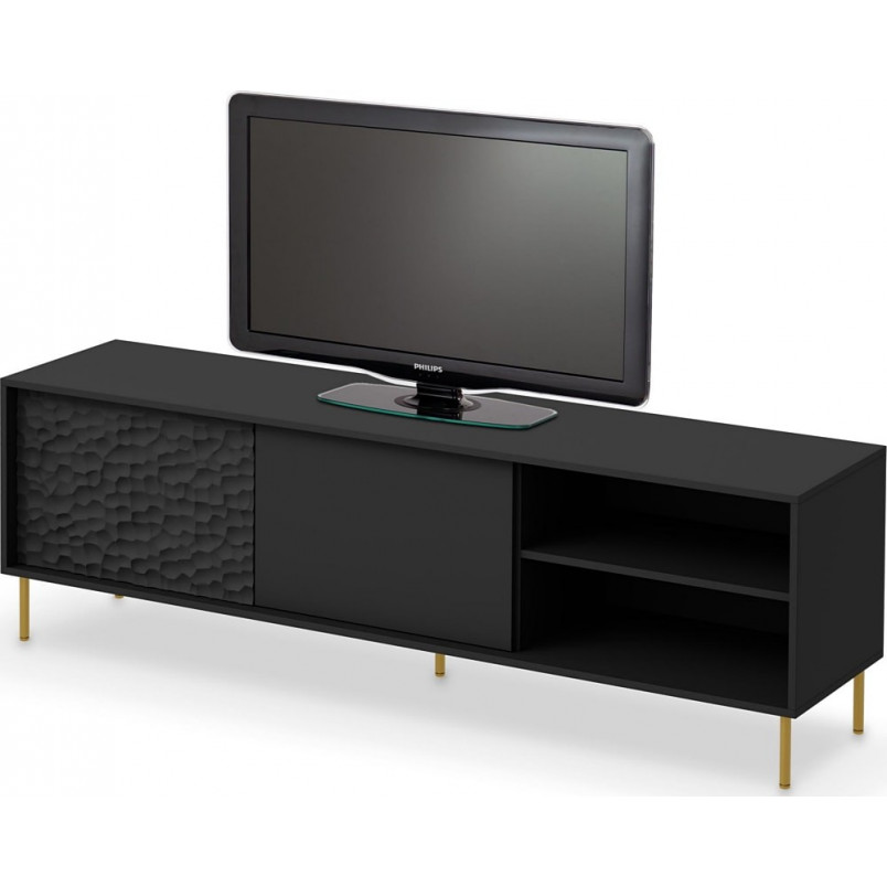 Szafka rtv na nóżkach Bullet 180x41cm czarny / złoty Halmar
