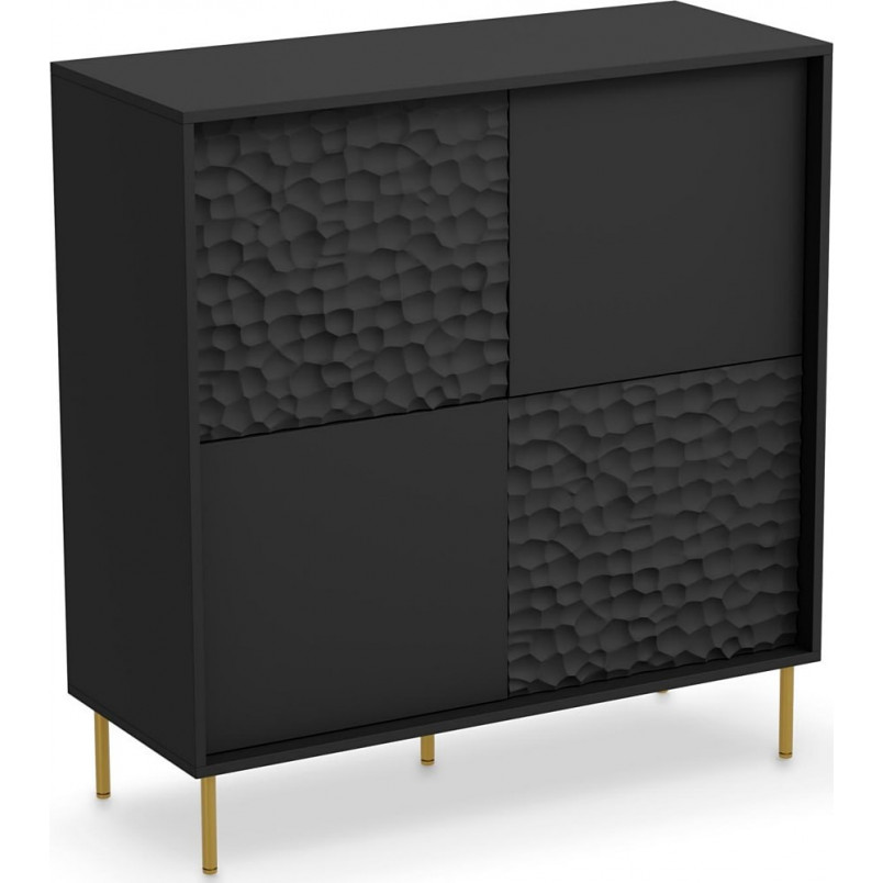 Komoda nowoczesna na nóżkach Bullet 80x41cm czarny / złoty Halmar