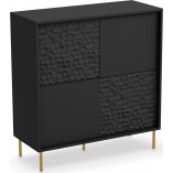 Komoda nowoczesna na nóżkach Bullet 80x41cm czarny / złoty Halmar