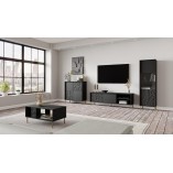 Komoda nowoczesna na nóżkach Bullet 80x41cm czarny / złoty Halmar