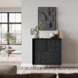 Komoda nowoczesna na nóżkach Bullet 80x41cm czarny / złoty Halmar