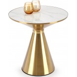 Stolik boczny glamour Tribeca 50cm biały marmur / złoty Halmar