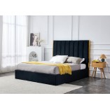 Łóżko welurowe z wysokim zagłówkiem Palazzo 160x200cm czarny / złoty Halmar