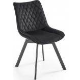 Krzesło welurowe z pikowanym oparciem K520 czarne Halmar