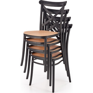 Krzesło z tworzywa boho K512 czarny / brązowy Halmar