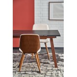 Krzesło drewniane tapicerowane K511 kremowy / orzechowy Halmar