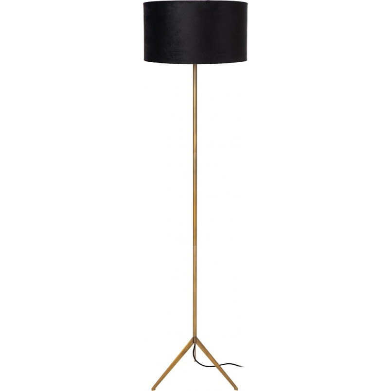 Lampa podłogowa trójnóg z abażurem Tondo czarny / mosiądz Lucide