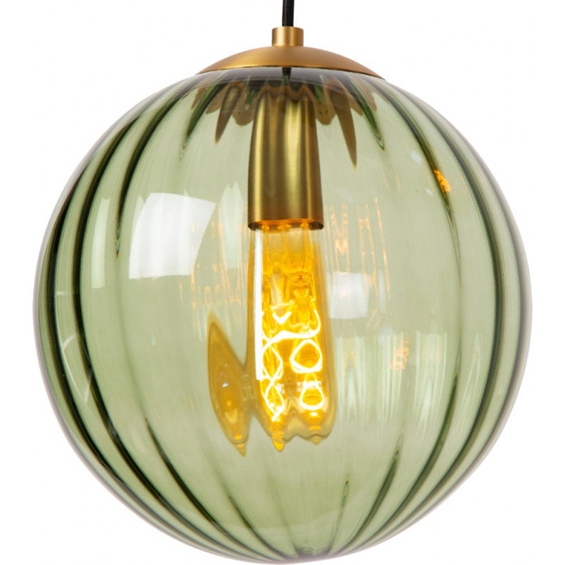 Lampa wisząca 3 szklane kule Monsaraz zielony / bursztynowy Lucide