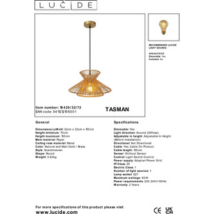 Lampa wisząca boho Tasman 32cm Lucide