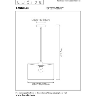 Lampa wisząca bambusowa z dekoracyjnym abażurem Tanselle 30cm Lucide