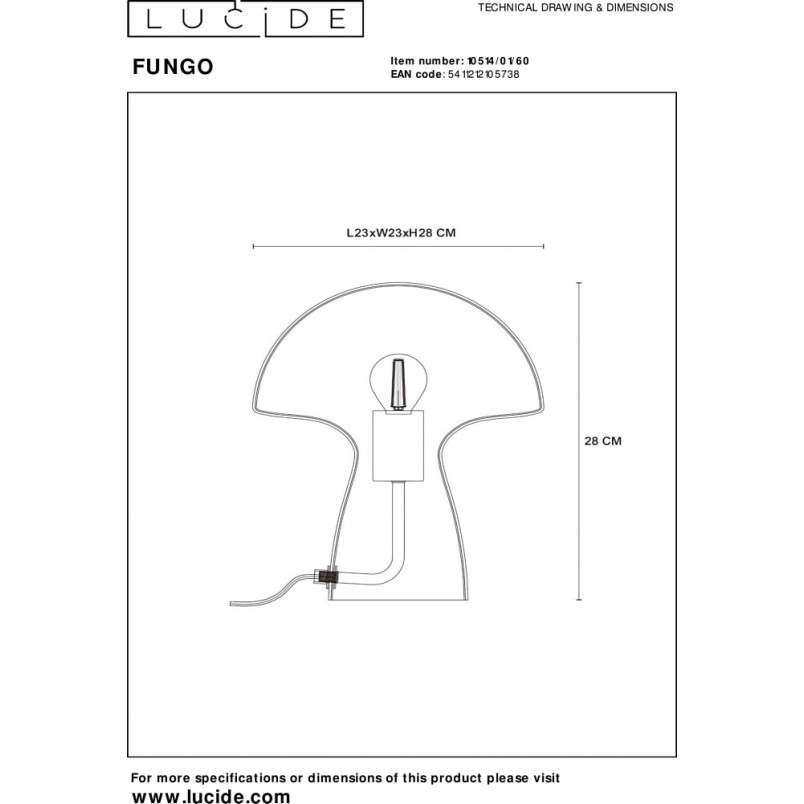 Lampa szklana designerska Fungo przeźroczysta Lucide