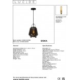 Lampa wisząca szklana retro Siska 23cm dymiona Lucide