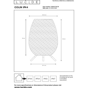 Lampa ogrodowa boho Colin LED 36cm czarnaLucide