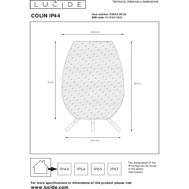Lampa ogrodowa boho Colin LED 36cm czarnaLucide