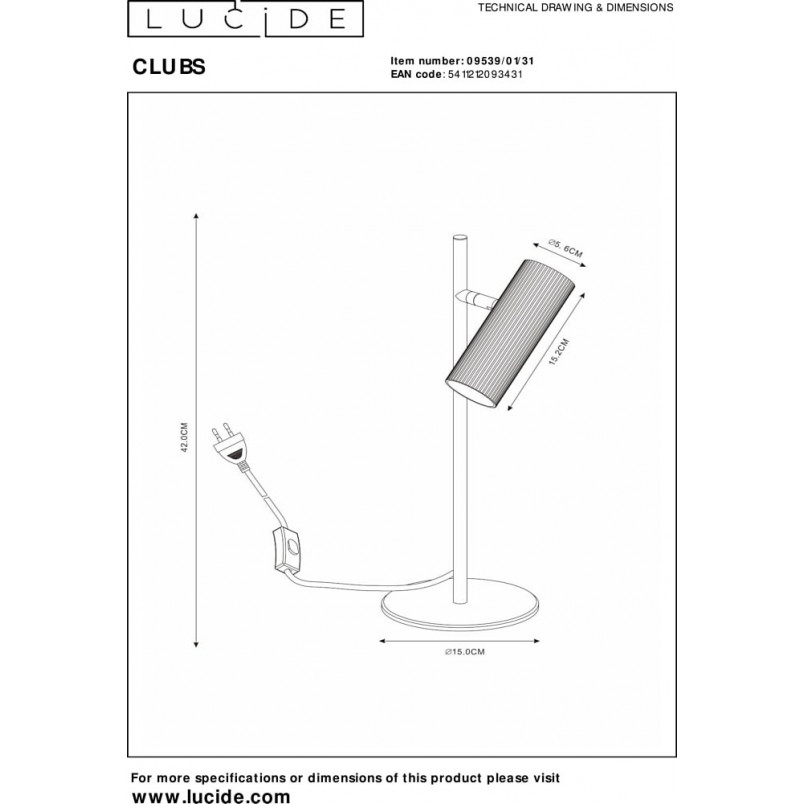 Lampa biurkowa regulowana Clubs biała Lucide