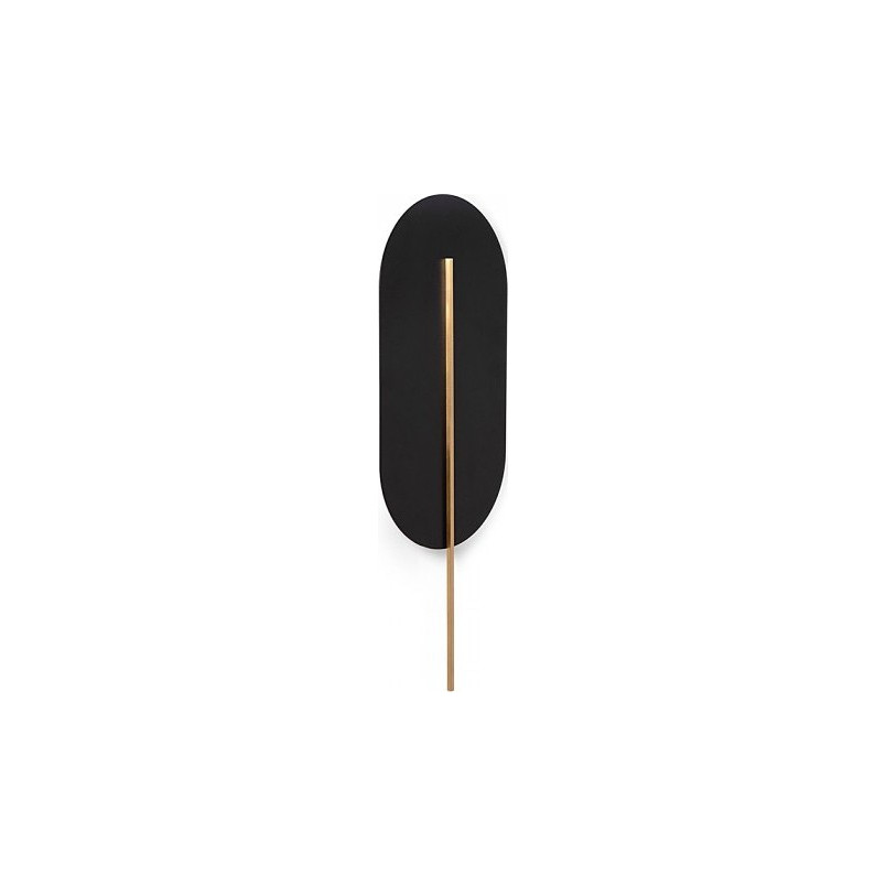 Kinkiet owalny dekoracyjny Rokke czarno-mosiężny Ummo