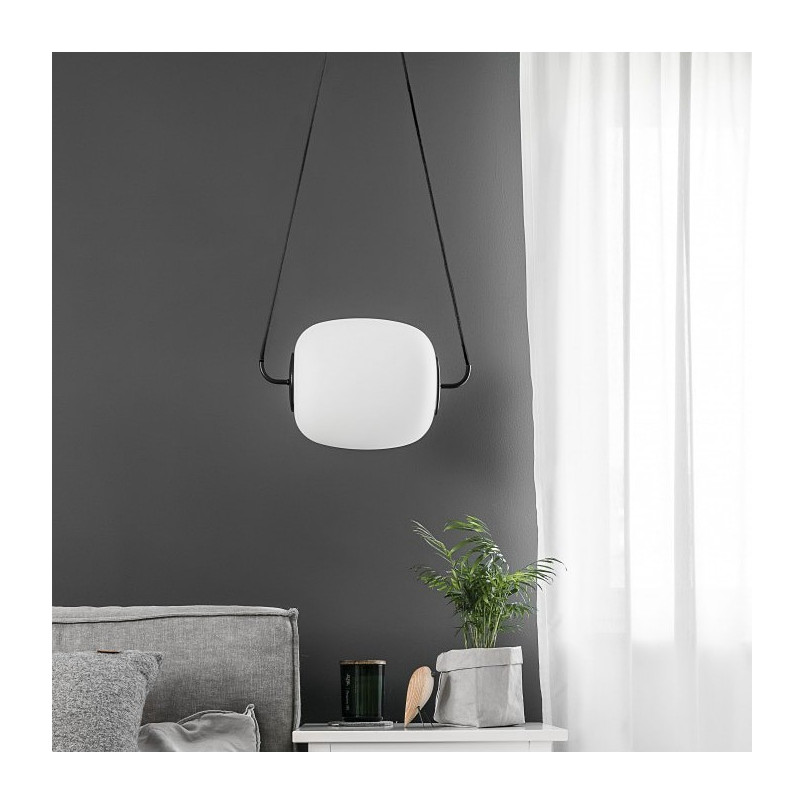 Lampa wisząca szklana designerska Epli 30cm biało-czarna Ummo