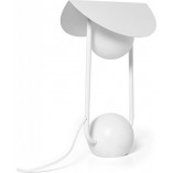Lampa stołowa szklana na drewnianej podstawie Erter biała Ummo