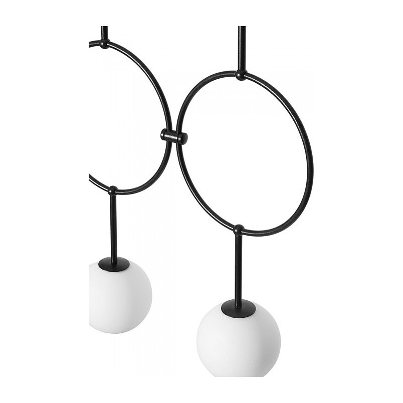 Lampa wisząca 3 szklane kule designerskie Isuulla 90cm biało-czarna Ummo
