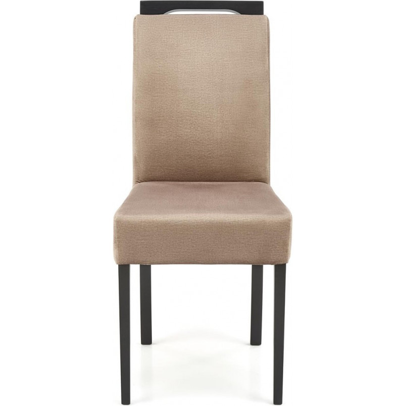 Krzesło welurowe z drewnianymi nogami Clarion II czarny / beżowy Halmar