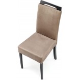 Krzesło welurowe z drewnianymi nogami Clarion II czarny / beżowy Halmar