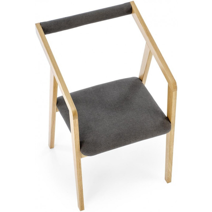Krzesło drewniane z tapicerowanym siedziskiem Azul dąb / szary Halmar