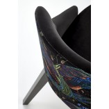 Krzesło welurowe z dekoracyjnym oparciem Endo czarne Halmar
