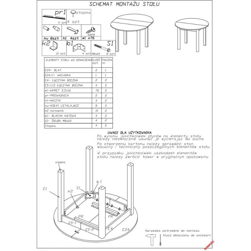 Stół okrągły rozkładany Ringo 102cm dąb craft / biały Halmar