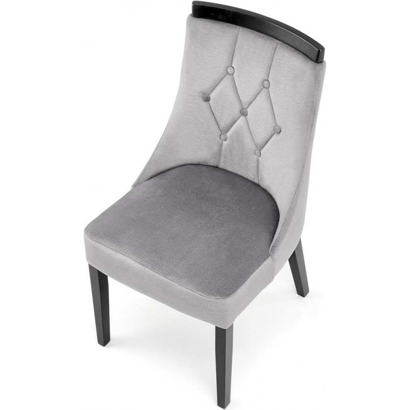 Krzesło welurowe na drewnianych nogach Royal szary / czarny Halmar