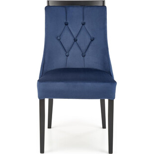 Krzesło welurowe na drewnianych nogach Royal granatowy / czarny Halmar
