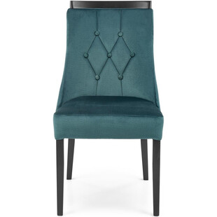 Krzesło welurowe na drewnianych nogach Royal zielony / czarny Halmar