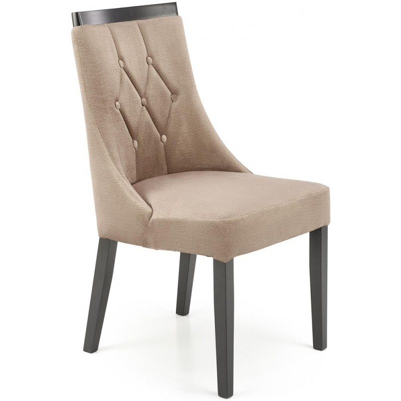 Krzesło welurowe na drewnianych nogach Royal beżowy / czarny Halmar