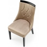 Krzesło welurowe na drewnianych nogach Royal beżowy / czarny Halmar