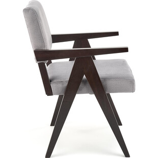 Krzesło drewniane vintage Memory Velvet szary / heban Halmar