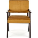 Krzesło drewniane vintage Memory Velvet musztardowy / heban Halmar